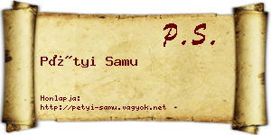 Pétyi Samu névjegykártya